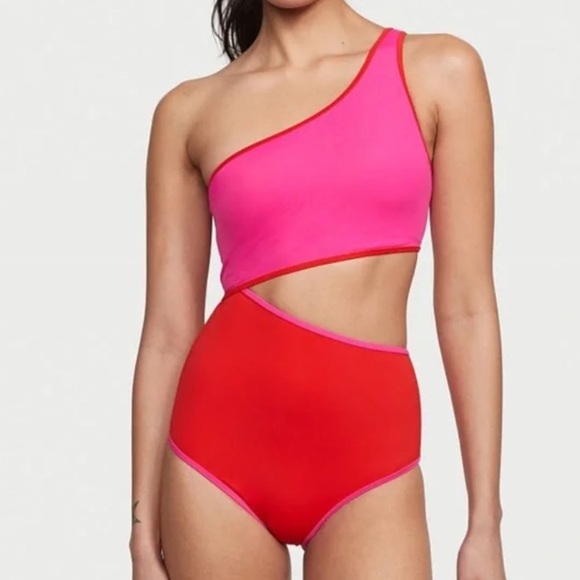 New! Victoria's Secret colorblock cutout flame One Piece Swimsuit 3867 - Picture 1 of 7